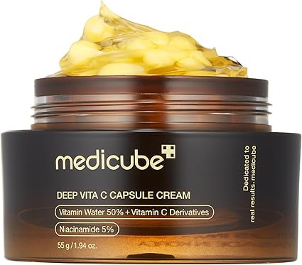 medicube Deep Vitamin C Golden Capsule Face Moisturizer - Liposome Capsules For Wrinkles, Skin Radiance - Transparent Gel for Glow Hydration -1.94 oz, 60ml